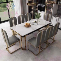Table à manger moderne à usage multiple, table à manger de luxe en marbre blanc, plateau en marbre blanc DTC017