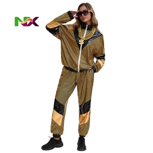 Ensemble de <span class=keywords><strong>combinaison</strong></span> rétro disco, jogging à grille néon, veste coupe-vent réfléchissante, costume de fête sur le thème des années 80 pour Halloween, spectacles sur scène - Product Image 4