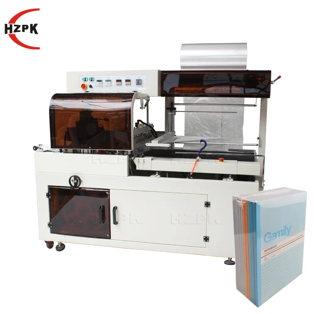 hzpk high speed carton box heat film shrink wrapping package sealing cutting machine