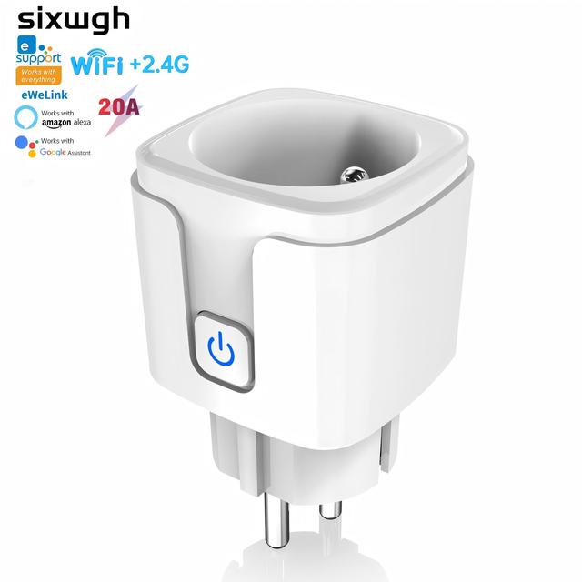 SIXWGH 20A EWeLink RF2.4G Smart FR Socket for Wireless Remote Control Outlet with Timer Power Memory Function High Power Home