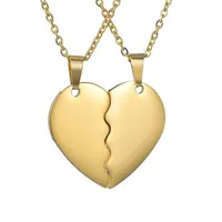 स्टेनलेस स्टील हार जोड़ी मैं तुमसे प्यार करता हूँ जोड़ों सेट दिल गहने अनुकूलित Engravable रिक्त टूटे हुए दिल आकार लटकन