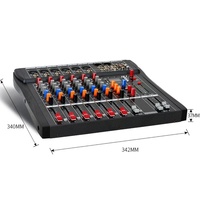 Table de mixage professionnelle 6 canaux avec carte son USB pour enregistrement sur scène, Bluetooth, réglage des tonalités (haut/bas) et certification modèle DJ