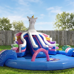 Tobogán Acuático Inflable de PVC con Diseño de Unicornio, Castillo Hinchable, para Escalar, Uso Interior/Exterior, para el Hogar y la Escuela, sin Piscina - Product Image 3