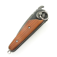 Couteau pliant portable d'extérieur avec lame rotative, manche en bois, couleur noire, qualité industrielle, pour camping et survie