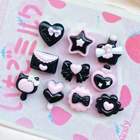 Nouvelles mini-bouteilles à vœux en résine noire et rose, accessoires DIY, décorations pour coques de téléphone et épingles à cheveux en forme de cœur, étoile et nœud d'amour