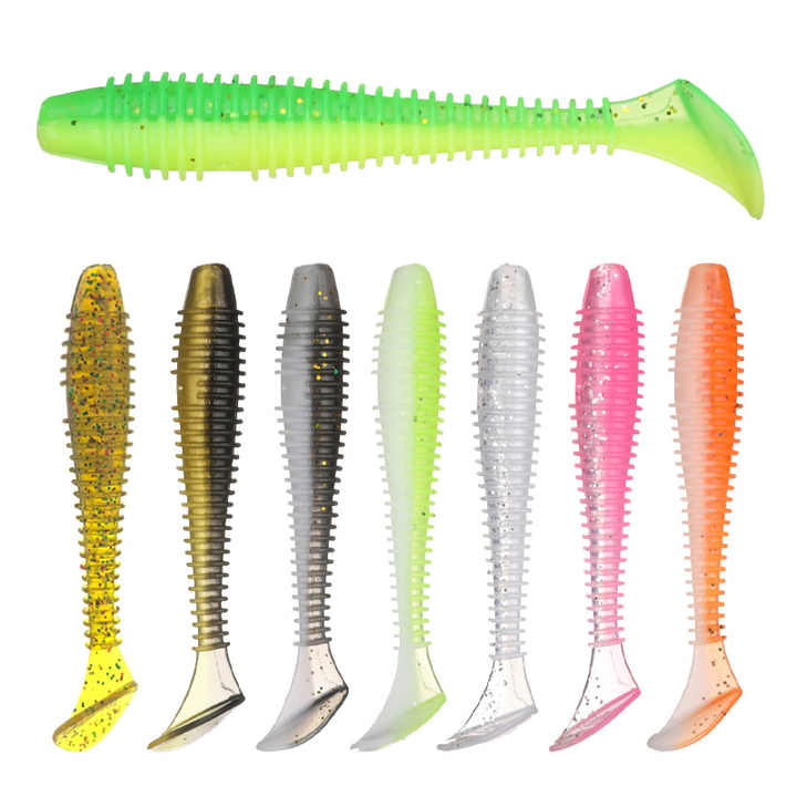 1000g Bulk Factory Price Wholesale Soft Fishing Lure Silicon Vibro Fat Soft  Plastic Paddle Tail Swimbait