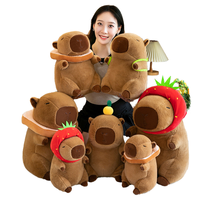Grande Peluche Capybara Transfrontalière, Jouet Animal en Peluche Doux, Doudou en Coton PP, Peluche Brodée en Maille