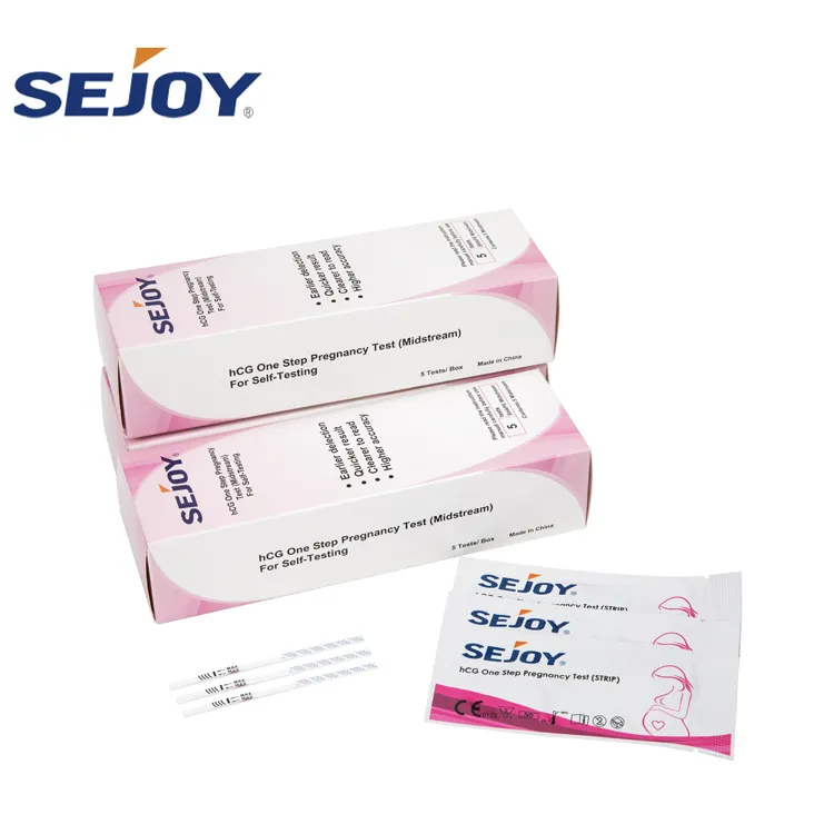 Sejoy kit uji kehamilan pantofel, strip tes urin kehamilan cepat penguji urin produsen