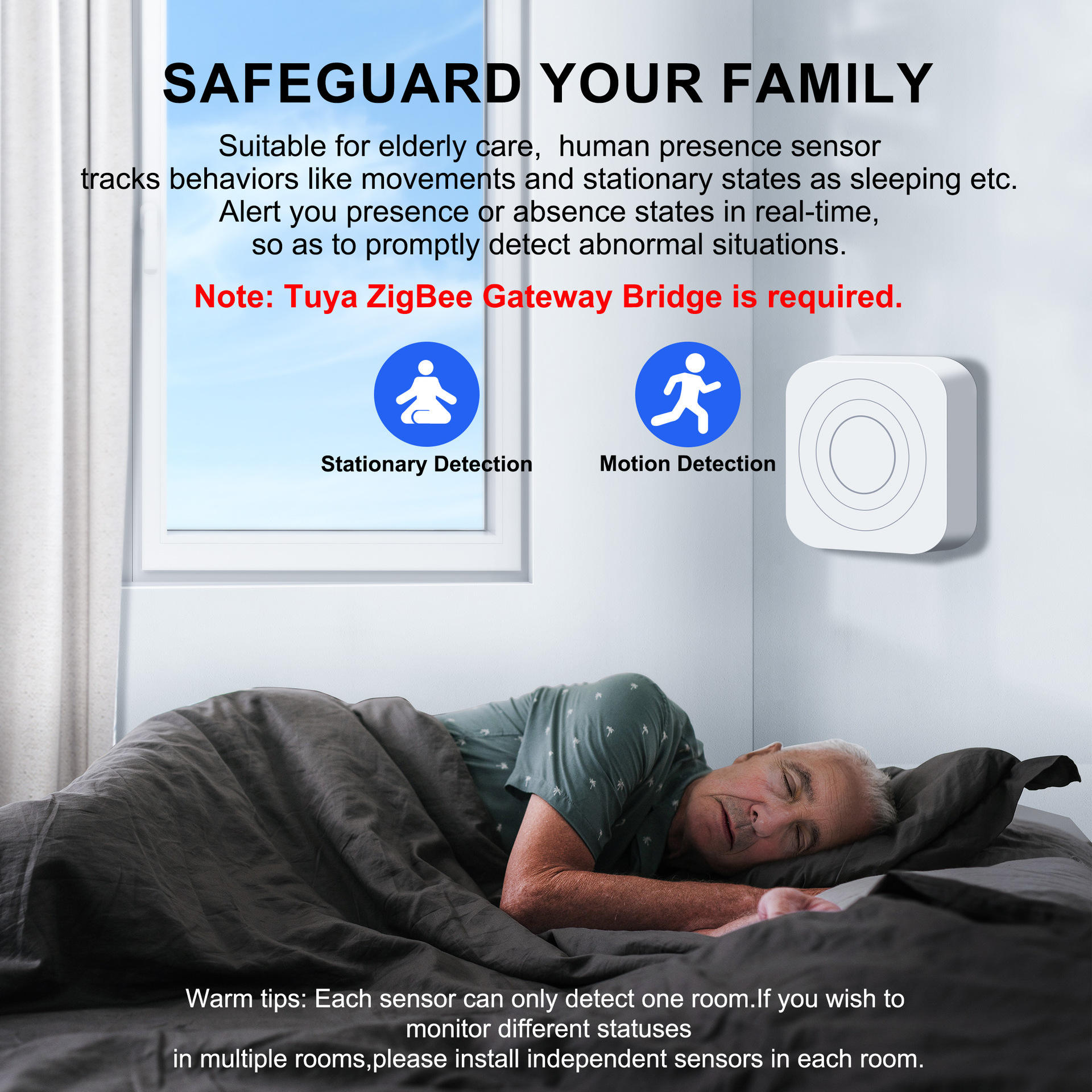 ORANGLES Tuya 24GHz MMWave Human Presence Sensor | Zigbee/Wi-Fi, OLED Display, Alexa/Google Compatible, Battery-Operated Motion Detector for Hotels & Homes (Kuwait) - angled perspective - presenting advantages - Image 4 of 6 | fits any environment | Purchase Tuya 24GHz MMWave Human Presence Sensor | Zigbee/Wi-Fi, OLED Display, Alexa/Google Compatible, Battery-Operated Motion Detector for Hotels & Homes (Kuwait) Michigan | Free Shipping ORANGLES