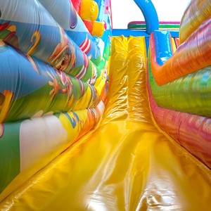 Château gonflable de style tente de cirque avec toboggans, grand centre de jeux gonflable pour enfants avec décorations de maître de cérémonie et de clown - Product Image 6