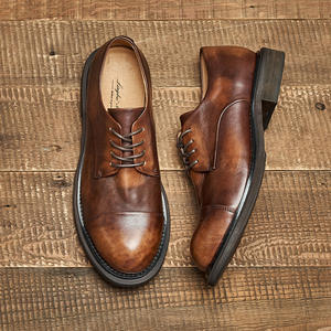 Zapatos de Vestir y Oxford de Cuero Genuino Retro Hechos a Mano para Hombre, con Cierre de Correa, Punta de Acero, Casuales de Negocios, Otoño 2026 - Product Image 4
