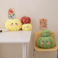 Coussin en peluche citrouille coloré jaune, rouge, vert, mignon, souriant, pour jeunes, cadeau pour enfants, décoration de chambre d'enfant, jeu