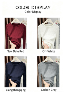 Maglione <span class=keywords><strong>bordeaux</strong></span> girocollo in <span class=keywords><strong>maglia</strong></span> da <span class=keywords><strong>donna</strong></span> autunno inverno strato Base ampio Pullover in lana sottile Chic Top a maniche lunghe - Product Image 6