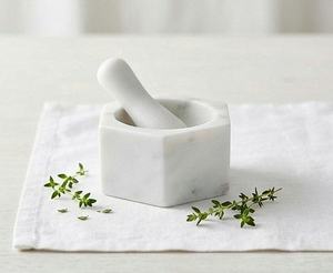 Sigma Exports Luxury White Marble Hexagon Mortar Pestle Set Heavy Duty Manual <b>Grinder</b> for Spices <b>Herbs</b> Garlic Ginger Kitchen Use - Product Image 3