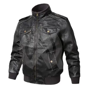 높은 양 피부 품질 소재 사용자 정의 자수 레이싱 재킷 남성 코트 새로운 패션 더 포켓 오토바이 가죽 코트