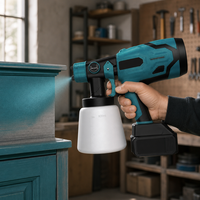 Pistola de Pintura Eléctrica Inalámbrica de 21V con Batería de Iones de Litio, Recipiente de 800ml, Pulverización Fina para Muebles, Paredes y Bricolaje