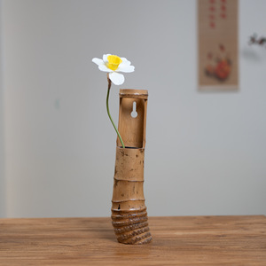 Bamboo Tube Flower Vases Handmade Traditional Round Tabletop Decorative Vase For Chinese New Year - Product Image 4