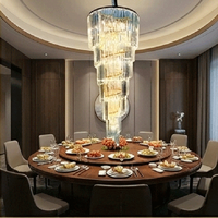 Lustre de luxe en cristal, lampe à cascade longue pour escalier, lustre suspendu sur mesure pour duplex, manoir, salon