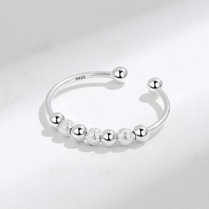 S925 Anti Anxiety Sterling <b>Silver</b> <b>Adjust</b> Spinner <b>Ring</b> With Bead Spinner Fidget <b>Rings</b> for Anxiety Relief Jewelry for Women Men - Product Image 5