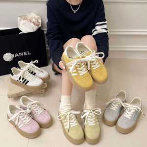 <span class=keywords><strong>Sneakers</strong></span> à lacets en similicuir suédé personnalisées avec logo pour femmes, style décontracté, chaussures de tennis - Product Image 4