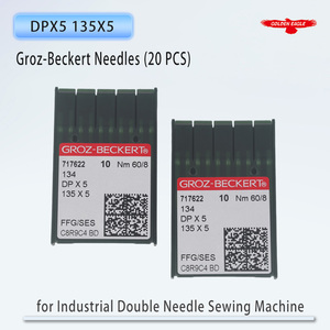20 Agujas DPX5 Groz-Beckert para Máquina de Coser Industrial de Doble <span class=keywords><strong>Aguja</strong></span> DP*5 134 135X5 SY1955 20:05 <span class=keywords><strong>Punto</strong></span> de Bola - Product Image 1