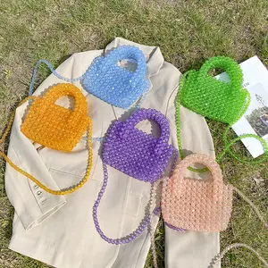 fashion Handbag cross body DIY color beads crystal beaded bag hang knitting improve garment products decorations