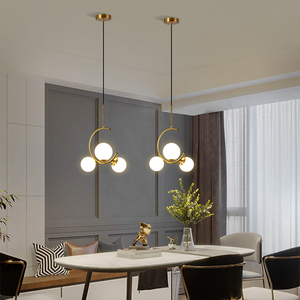 Lustre LED en <span class=keywords><strong>verre</strong></span> blanc en forme de <span class=keywords><strong>globe</strong></span>, luminaire suspendu rond doré et noir pour intérieur - Product Image 2