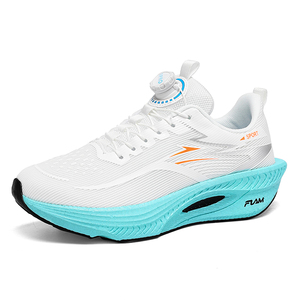 รองเท้าวิ่งผู้ชายอเนกประสงค์สีขาวล้วน ระบายอากาศได้ดี พื้นรองเท้าหนานุ่ม พร้อมระบบปิดแบบหมุนปรับได้รวดเร็วเพื่อความกระชับพอดีเท้า - Product Image 4