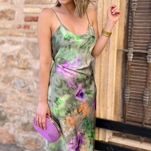 Robe <span class=keywords><strong>maxi</strong></span> élégante à épaules dénudées pour femmes, 2 pièces, imprimé floral, bretelles spaghetti, dos ouvert, cape, robe de soirée - Product Image 6