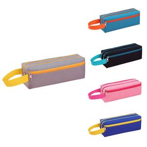 Trousse à crayons antivol double couche couleur unie, multifonctionnelle et portable, pour fournitures scolaires, sac à stylos à trois fermetures éclair pour l'école primaire - Product Image 1