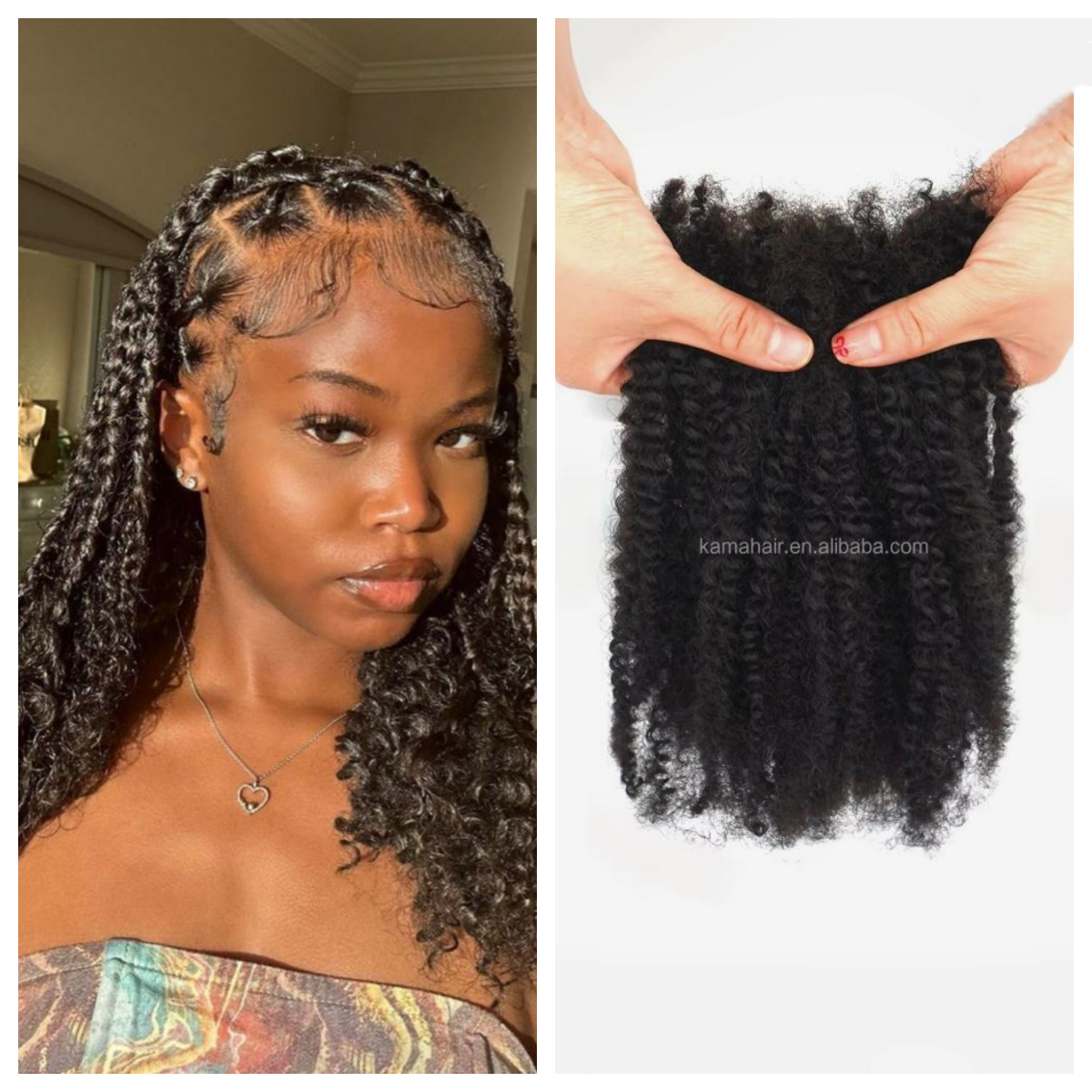KAMA 4C Twist Soft Bouncy Brazilian Human Hair Kinky Curly Crochet Bundle Handmade 100% Virgin Remy Single Weft 50g for Braiding
