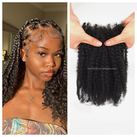 KAMA 4C Twist Cheveux Humains Brésiliens Doux et Souples, Bouclés Crépus, Paquet de Crochets Faits Main, 100% Vierge Remy, Trame Simple 50g pour Tressage