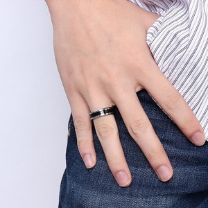 Anneaux en tungstène à rainure <span class=keywords><strong>unique</strong></span>, finition noire, populaire en Europe et en Amérique, 6 mm, bord biseauté, pour hommes et garçons - Product Image 5