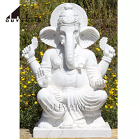 QUYANG sculpté à la main indien religieux grandeur nature dieux hindous seigneur Ganesh marbre blanc Ganesha Statue Sculpture