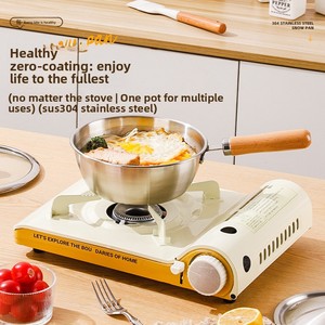 <span class=keywords><strong>Casserole</strong></span> à lait en acier inoxydable avec poignée en bois, résistante à la chaleur, compatible <span class=keywords><strong>induction</strong></span>, base antidérapante <span class=keywords><strong>pour</strong></span> la cuisson des nouilles, camping, cuisine - Product Image 3