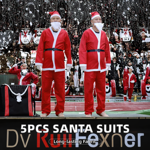 Costume <span class=keywords><strong>de</strong></span> père noël adulte 5 pièces en gros d'usine en tenues <span class=keywords><strong>de</strong></span> père noël pour enfants rouge vert bleu - Product Image 4