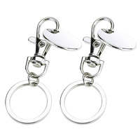 Porte-clés jeton de chariot de courses en métal avec fonction anti-perte, forme ronde, logo personnalisé gravé au laser pour supermarchés UE/US