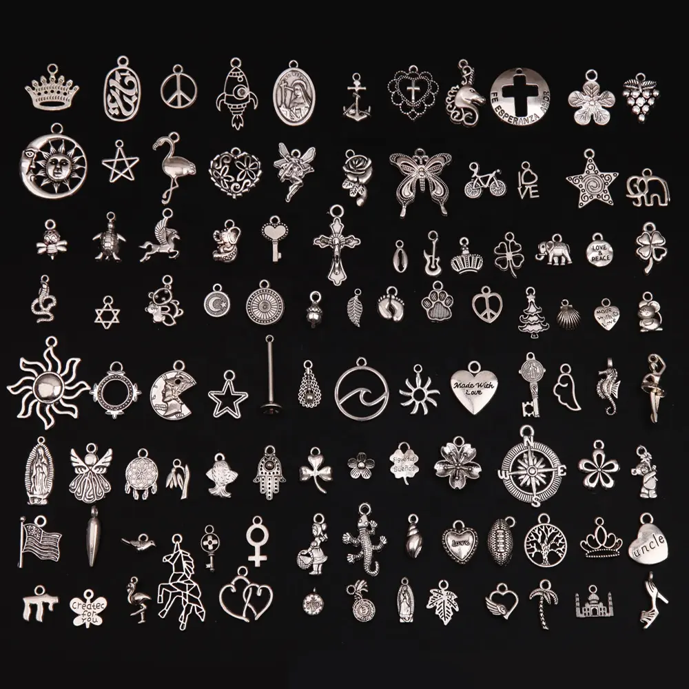 Hot Selling 100pcs/bag Jewelry DIY Accessories Pendant Bracelet Earing Necklace DIY Alloy Charms Jewelry Finding Charms