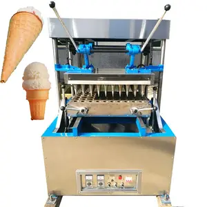 Máquina de cono de helado de doble cabeza, máquina de prensa tipo bandeja de huevos, waffle, bocina, antorcha, máquina de helado de flores
