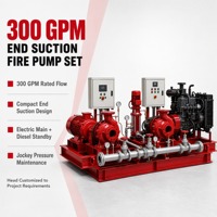 Ensemble de pompes à incendie électriques diesel à aspiration axiale de 300 GPM avec pompe jockey pour système de protection incendie