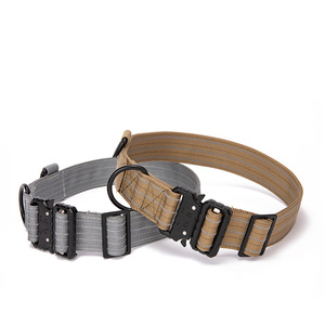 Coleira Tática para Cães de Alta Qualidade com Costura Refletiva em Nylon Ajustável e Fivela D-Ring para Treinamento de Animais de Estimação - Product Image 2