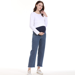 Pantalon de maternité M-3XL grande taille pour femmes enceintes <span class=keywords><strong>Legging</strong></span> droit Pantalon en <span class=keywords><strong>jean</strong></span> de <span class=keywords><strong>grossesse</strong></span> Pantalon ample à jambes larges - Product Image 2