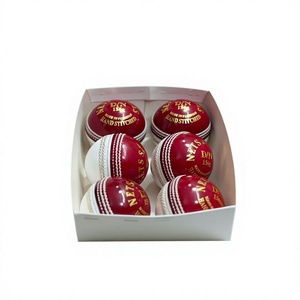 Wholesale Professional <b>Cricket</b> Red <b>White</b> Two Tone Leather Club <b>Cricket</b> Practice Ball 156GM Balls Custom Logo Factory Supply - Product Image 1