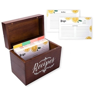 Farmhouse Design Wooden Recipe Box with Cards and Dividers with Recipe Cards for Gifts
