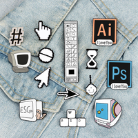Pin Enamel Kreatif Berbentuk Kursor Komputer PS AI, Bros Tombol Photoshop, TV, ESC, WASD, untuk Programmer, Perhiasan Ransel