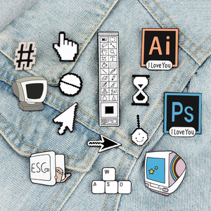 Broches de esmalte creativos con diseño de cursor de computadora, herramientas de <span class=keywords><strong>Photoshop</strong></span>, teclas de TV, ESC, WASD, para programadores, mochilas y joyería - Product Image 2