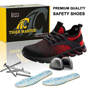 Chaussures <span class=keywords><strong>de</strong></span> sécurité d'été rouges légères <span class=keywords><strong>et</strong></span> tendance pour femmes, Tiger Master, antidérapantes, semelle EVA <span class=keywords><strong>souple</strong></span>, embout en acier, anti-perforation, pour le travail - Product Image 5