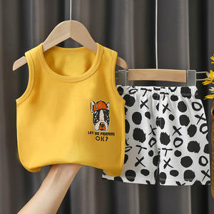 Conjuntos de Ropa para Niños, Camiseta sin Mangas y Pantalones Cortos de Verano, Venta al por Mayor, Conjuntos de Ropa para Bebés Niños de 2 Piezas - Product Image 1