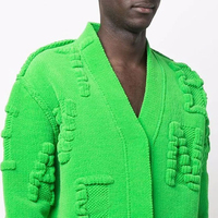 Fabrication de tricots personnalisés OEM & ODM cardigan pour hommes pull cardigan vert en tricot gaufré