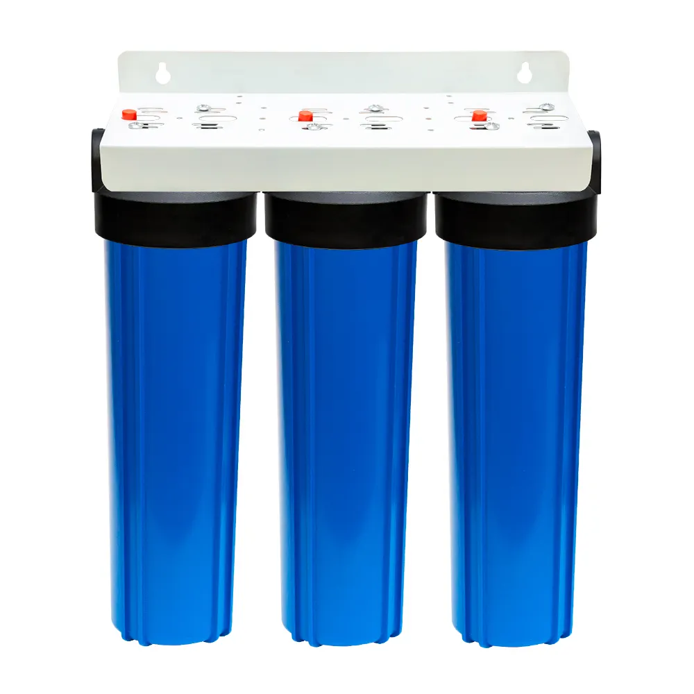 Carcaça de filtro de água enorme para casa inteira, sistema de filtragem de água grande azul de 20 polegadas multi 3 estágios 20